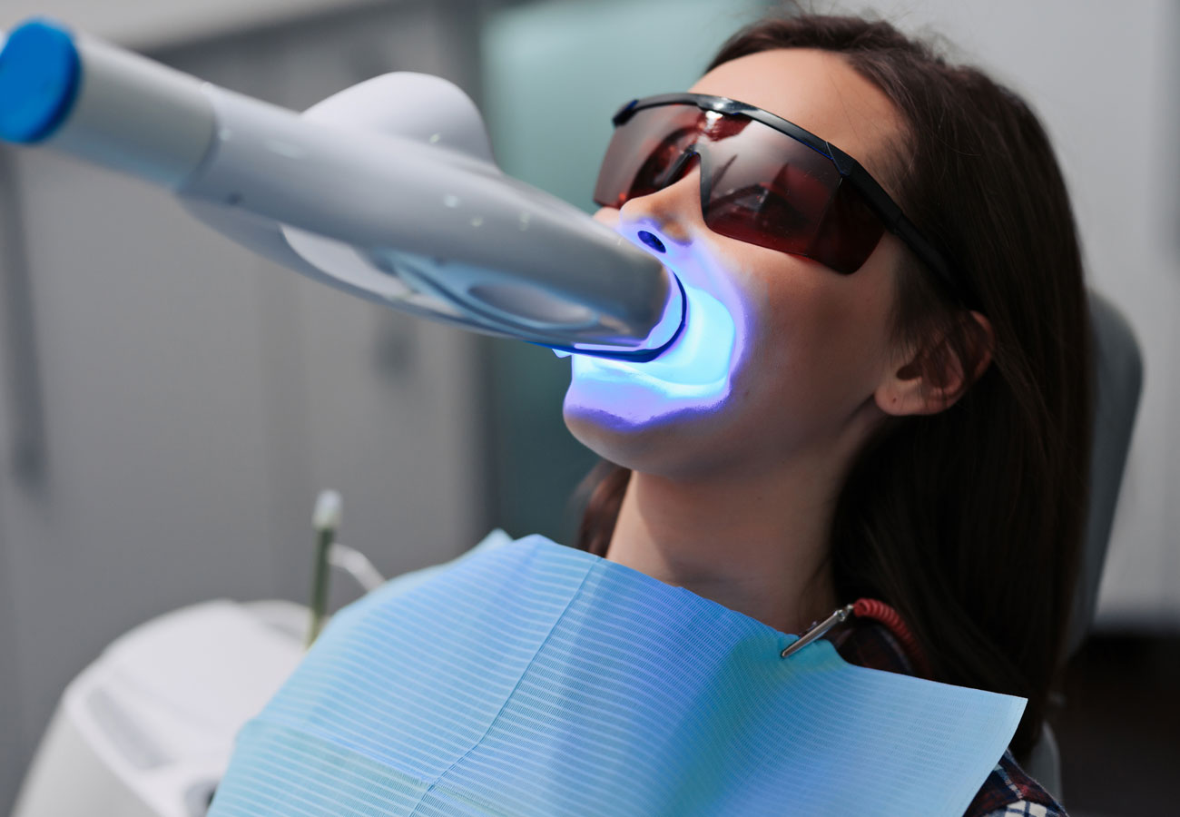 dental patient undergoing teeth whitening procedure Chicago IL